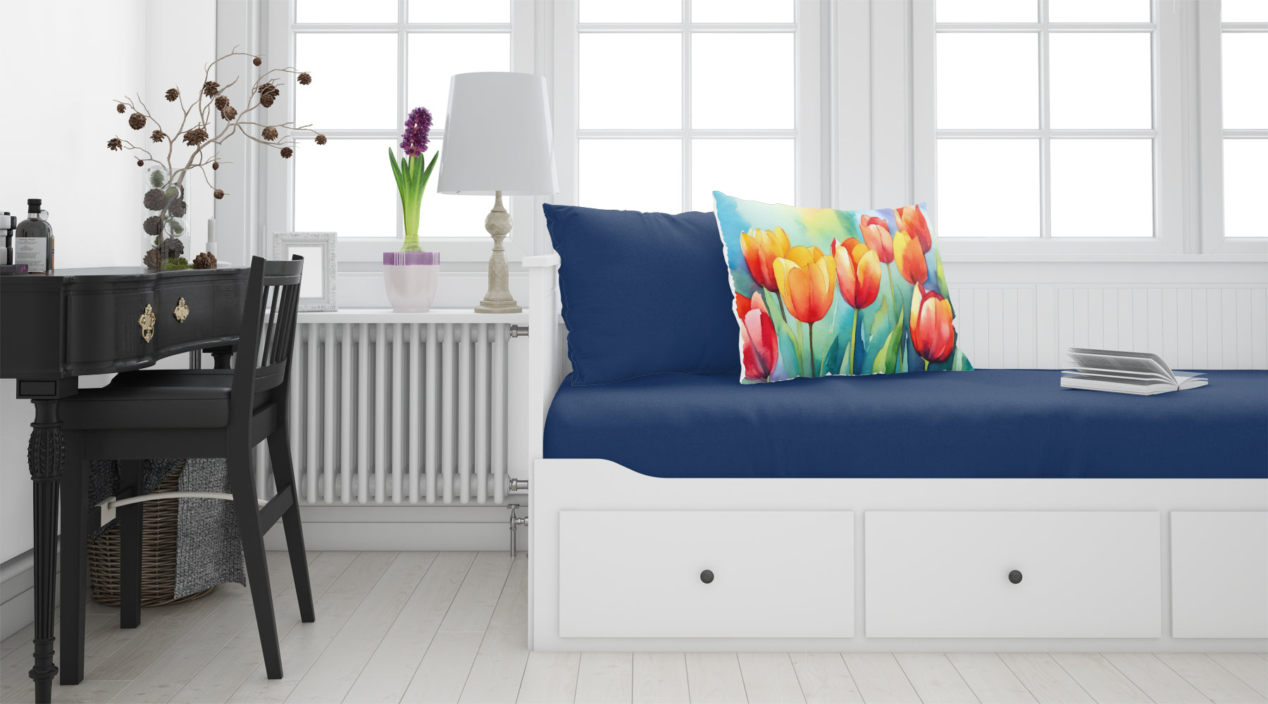 Tulips in Watercolor Fabric Standard Pillowcase