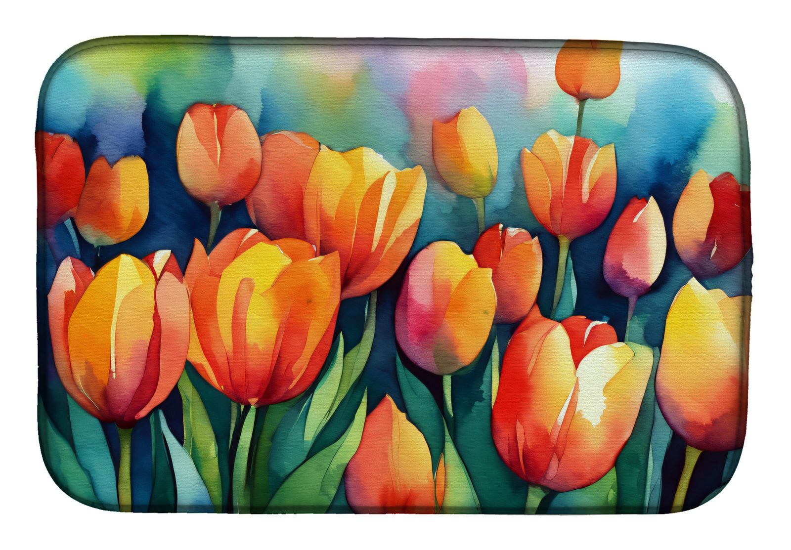 Buy this Tulips in Watercolor Dish Drying Mat