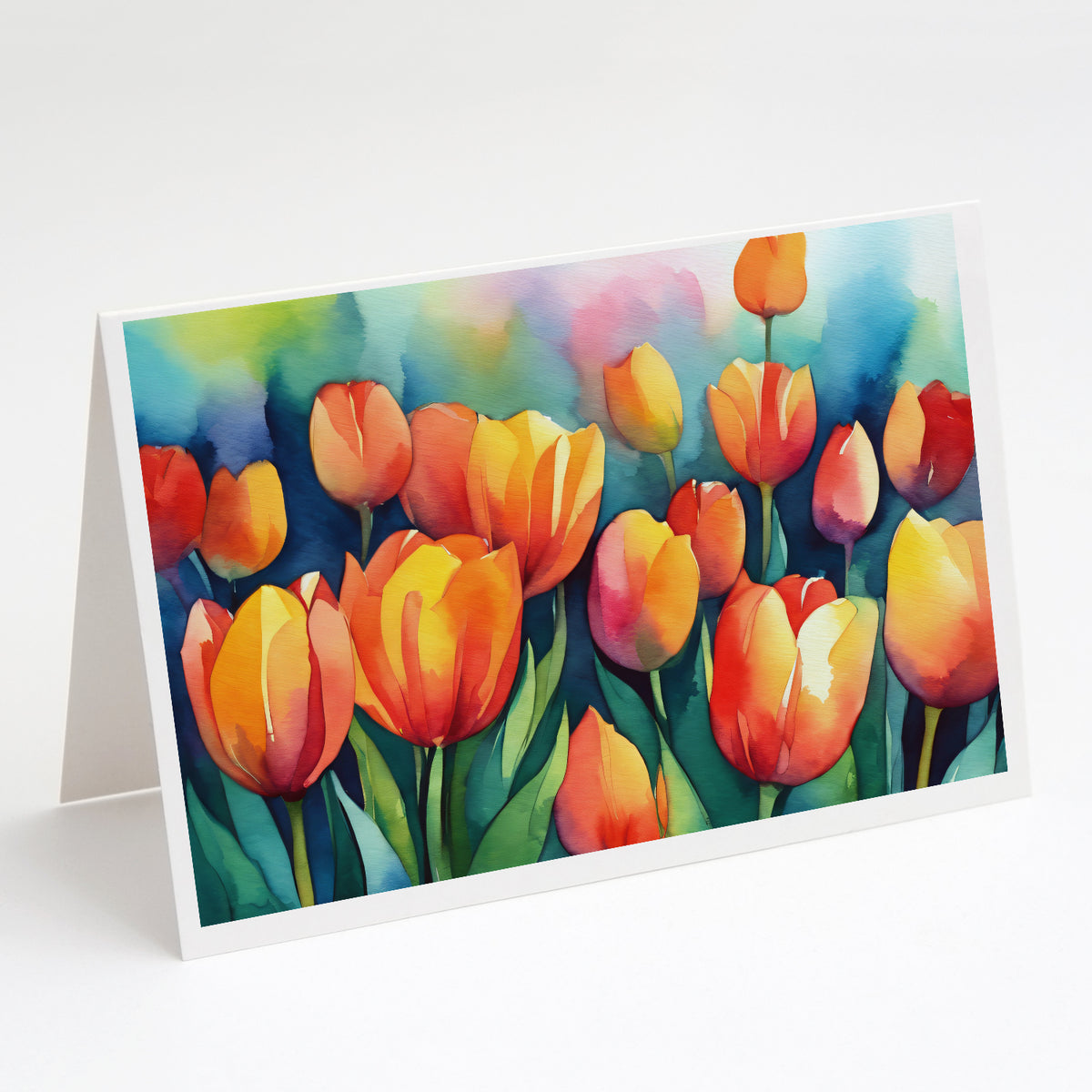 Buy this Tulips in Watercolor Greeting Cards and Envelopes Pack of 8