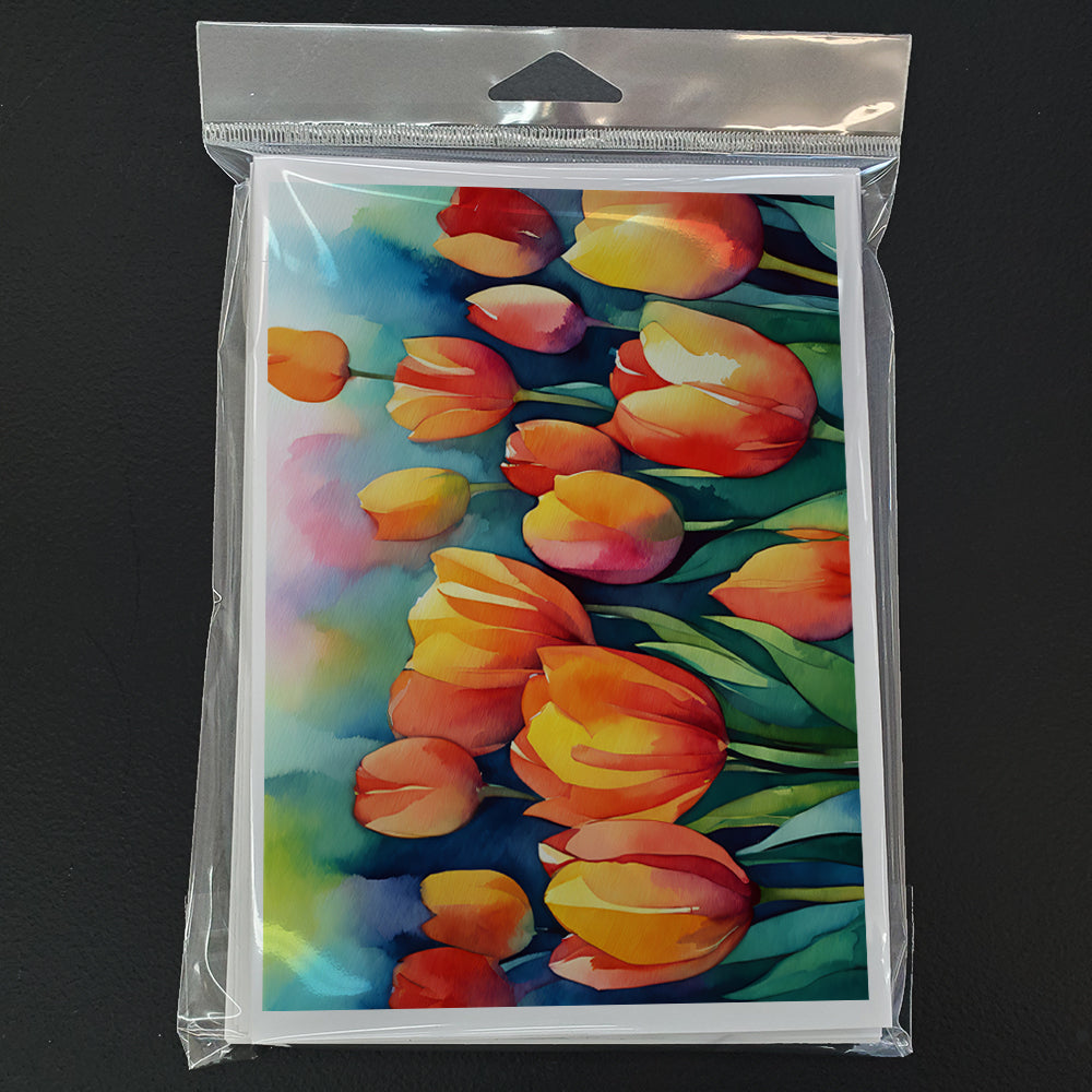 Tulips in Watercolor Greeting Cards and Envelopes Pack of 8