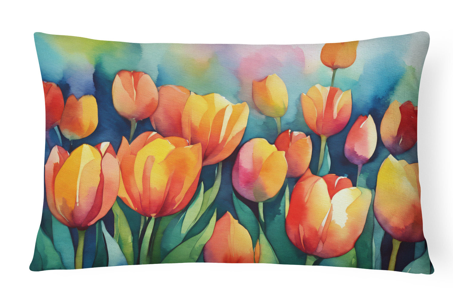 Buy this Tulips in Watercolor Fabric Decorative Pillow