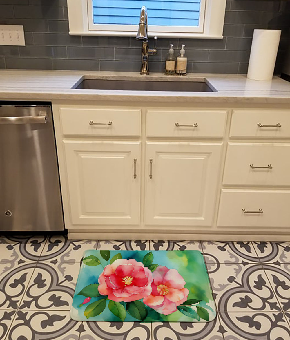 Alabama Camellia in Watercolor Memory Foam Kitchen Mat