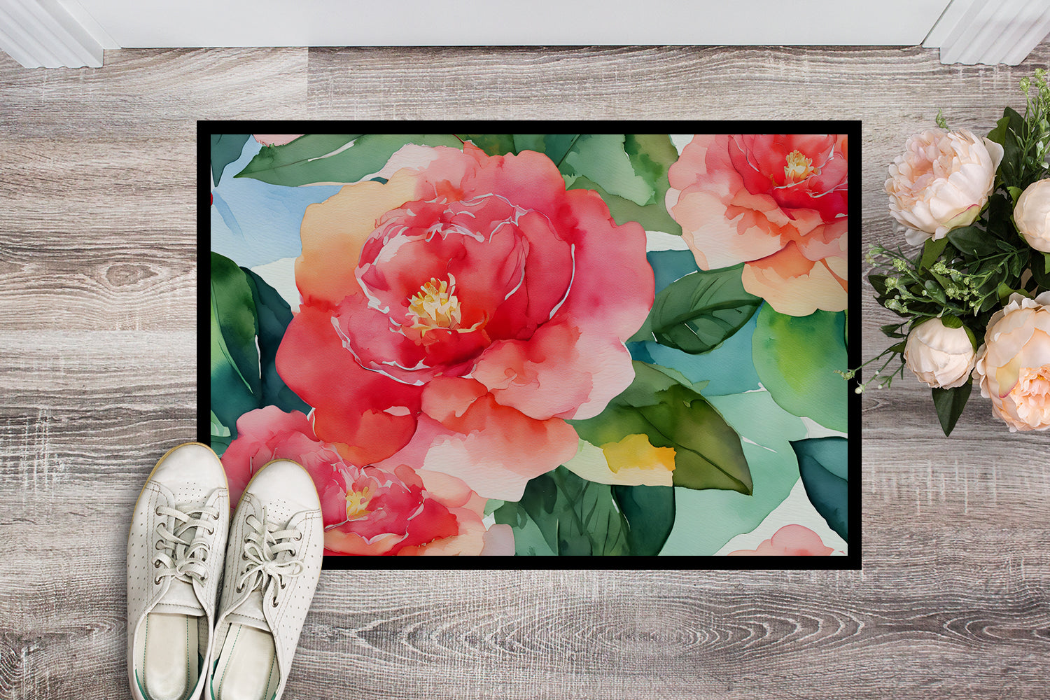 Buy this Alabama Camellia in Watercolor Doormat 18x27