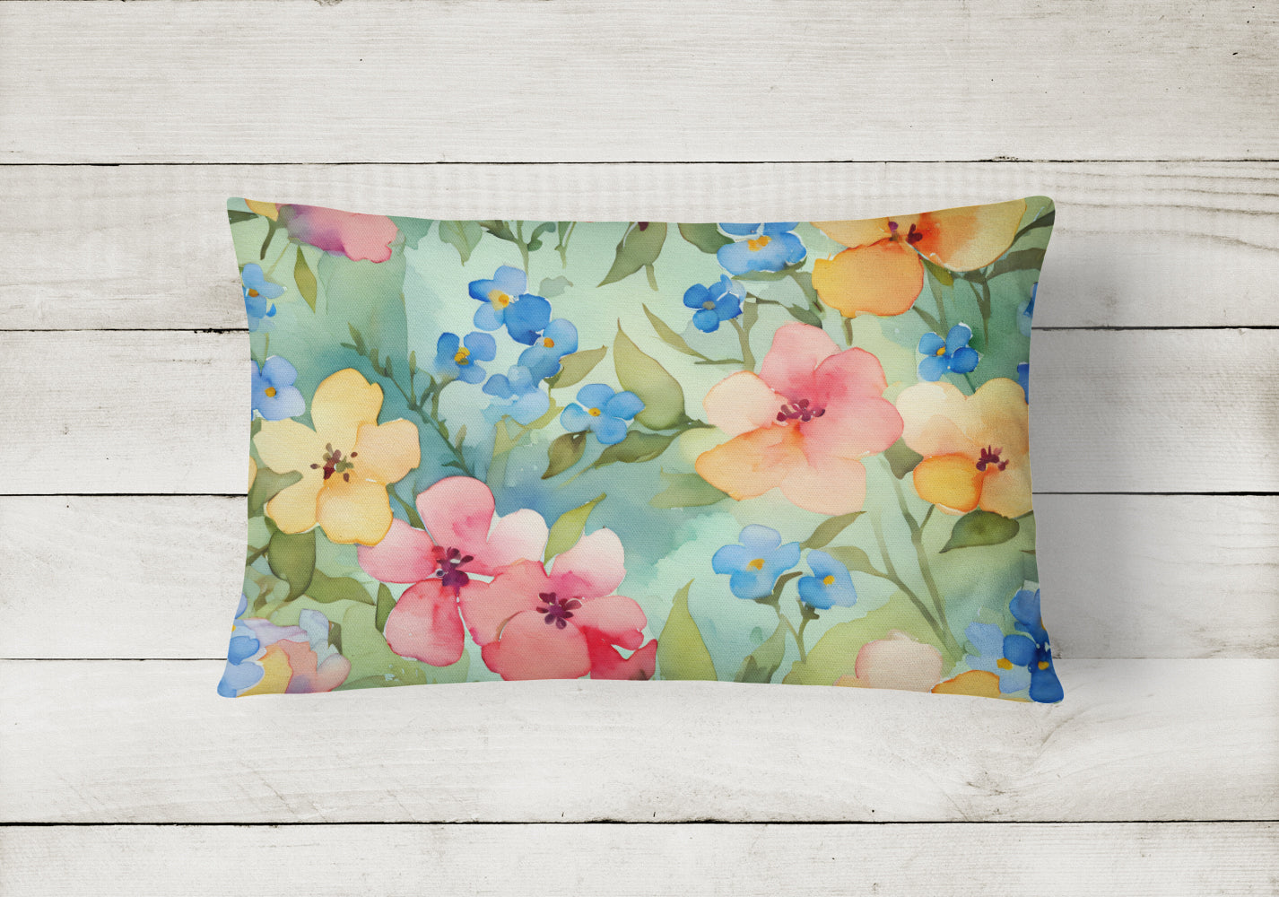 Alaska Forget-me-nots in Watercolor Fabric Decorative Pillow