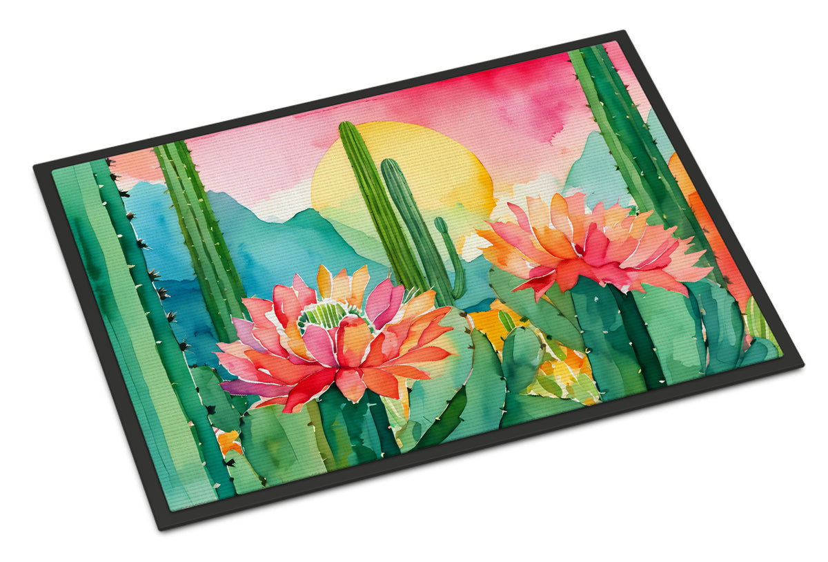 Buy this Arizona Saguaro Cactus Blossom in Watercolor Indoor or Outdoor Mat 24x36