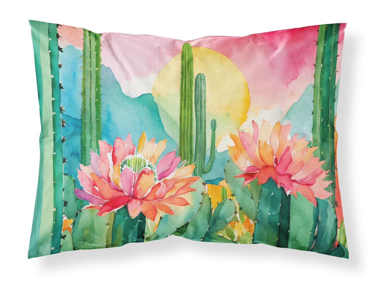 Buy this Arizona Saguaro Cactus Blossom in Watercolor Fabric Standard Pillowcase