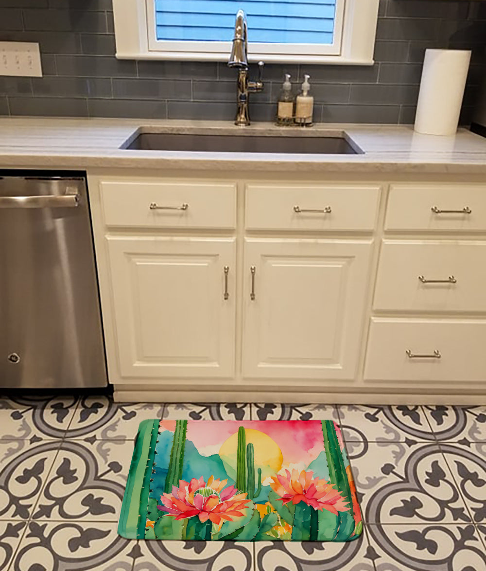 Arizona Saguaro Cactus Blossom in Watercolor Memory Foam Kitchen Mat