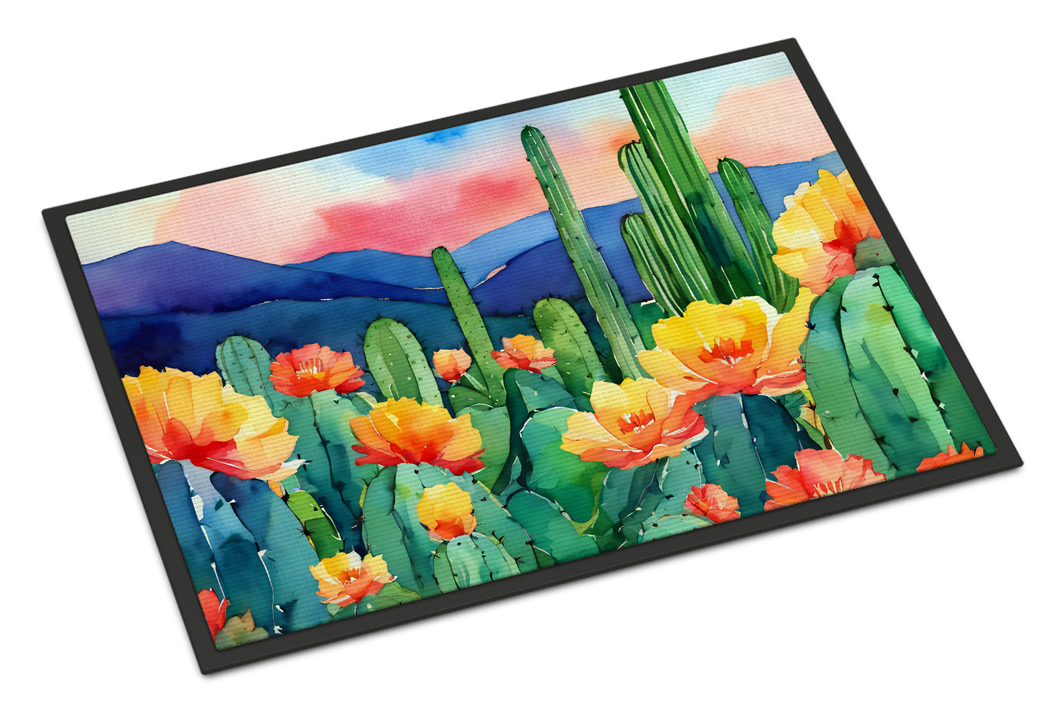 Buy this Arizona Saguaro Cactus Blossom in Watercolor Doormat 18x27