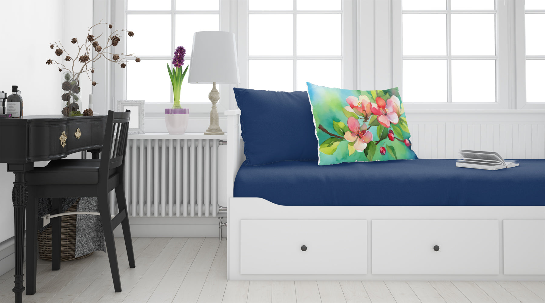 Arkansas Apple Blossom in Watercolor Fabric Standard Pillowcase