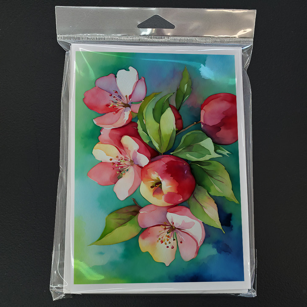 Arkansas Apple Blossom in Watercolor Greeting Cards and Envelopes Pack of 8