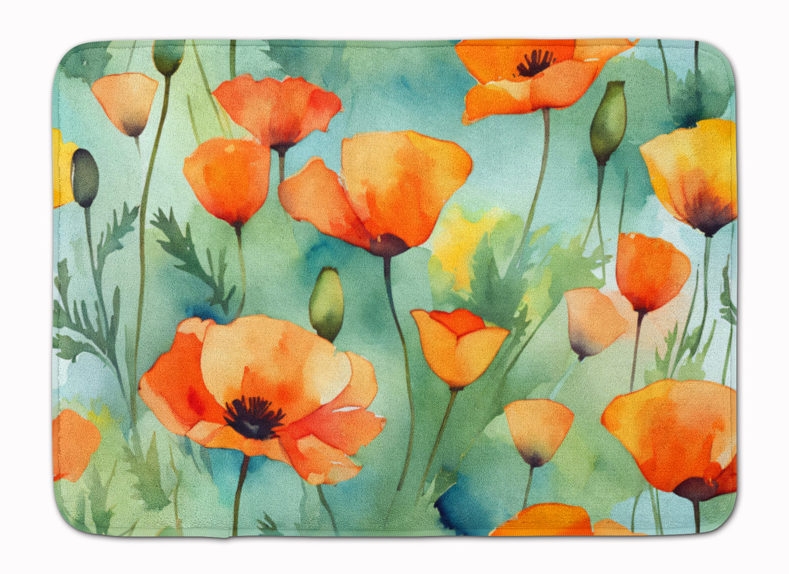 Buy this California California Poppies in Watercolor Memory Foam Kitchen Mat