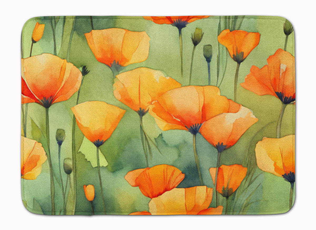 Buy this California California Poppies in Watercolor Memory Foam Kitchen Mat