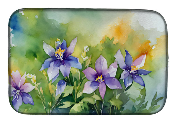 Buy this Colorado Rocky Mountain Columbine in Watercolor Dish Drying Mat