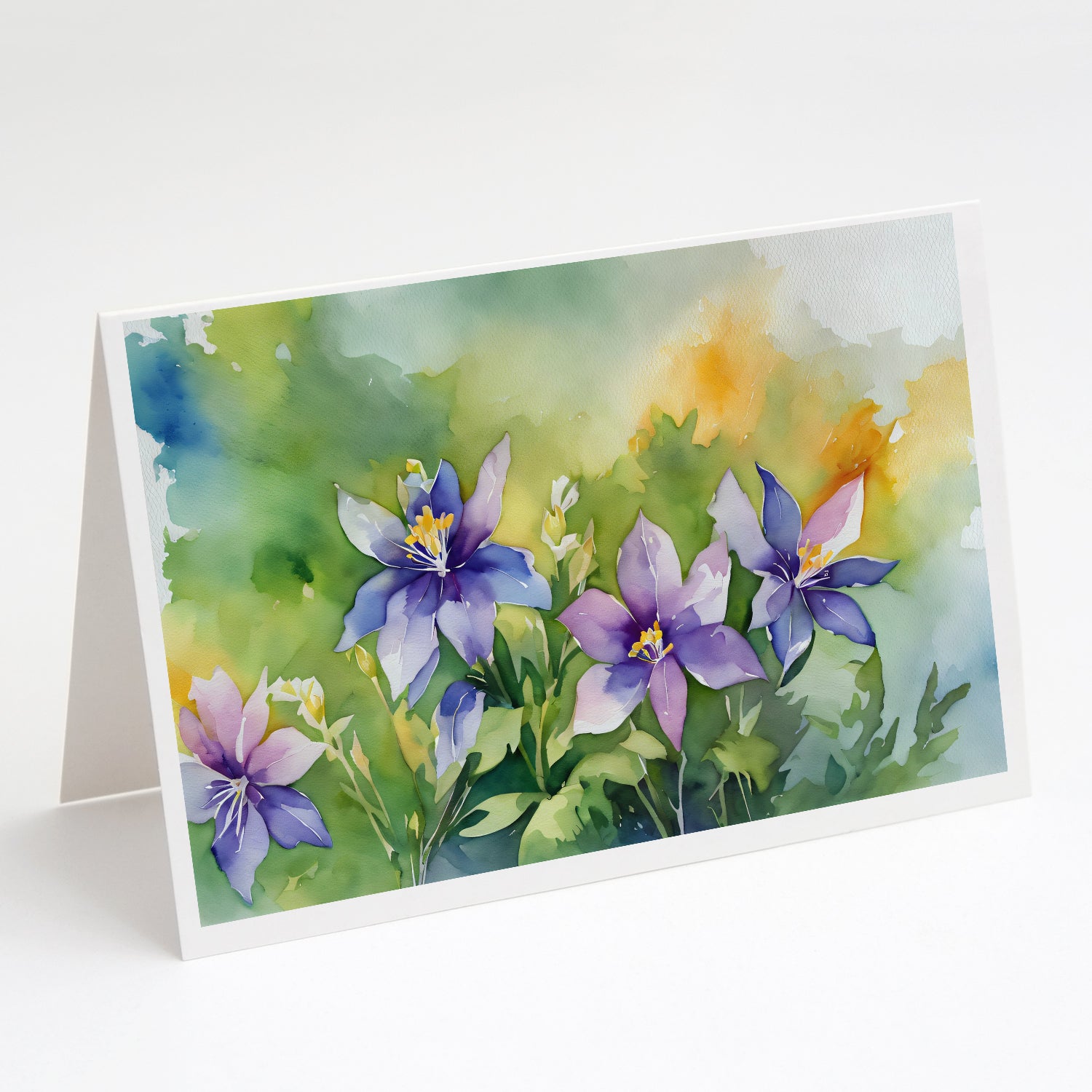 Buy this Colorado Rocky Mountain Columbine in Watercolor Greeting Cards and Envelopes Pack of 8