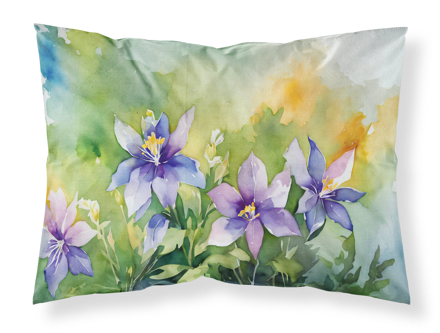 Buy this Colorado Rocky Mountain Columbine in Watercolor Fabric Standard Pillowcase