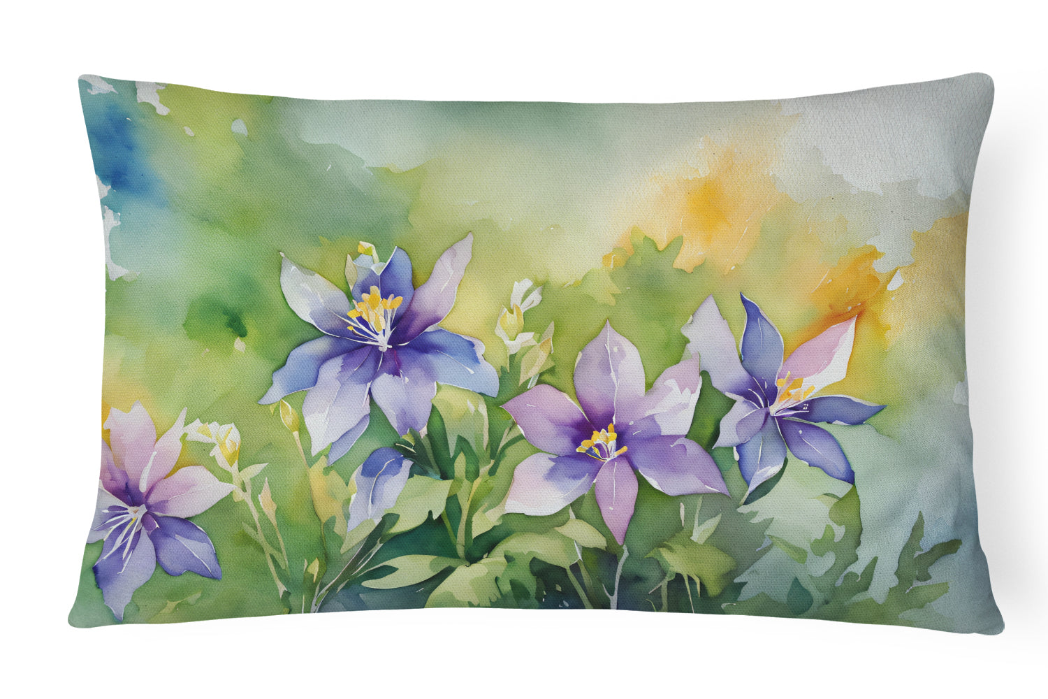 Buy this Colorado Rocky Mountain Columbine in Watercolor Fabric Decorative Pillow