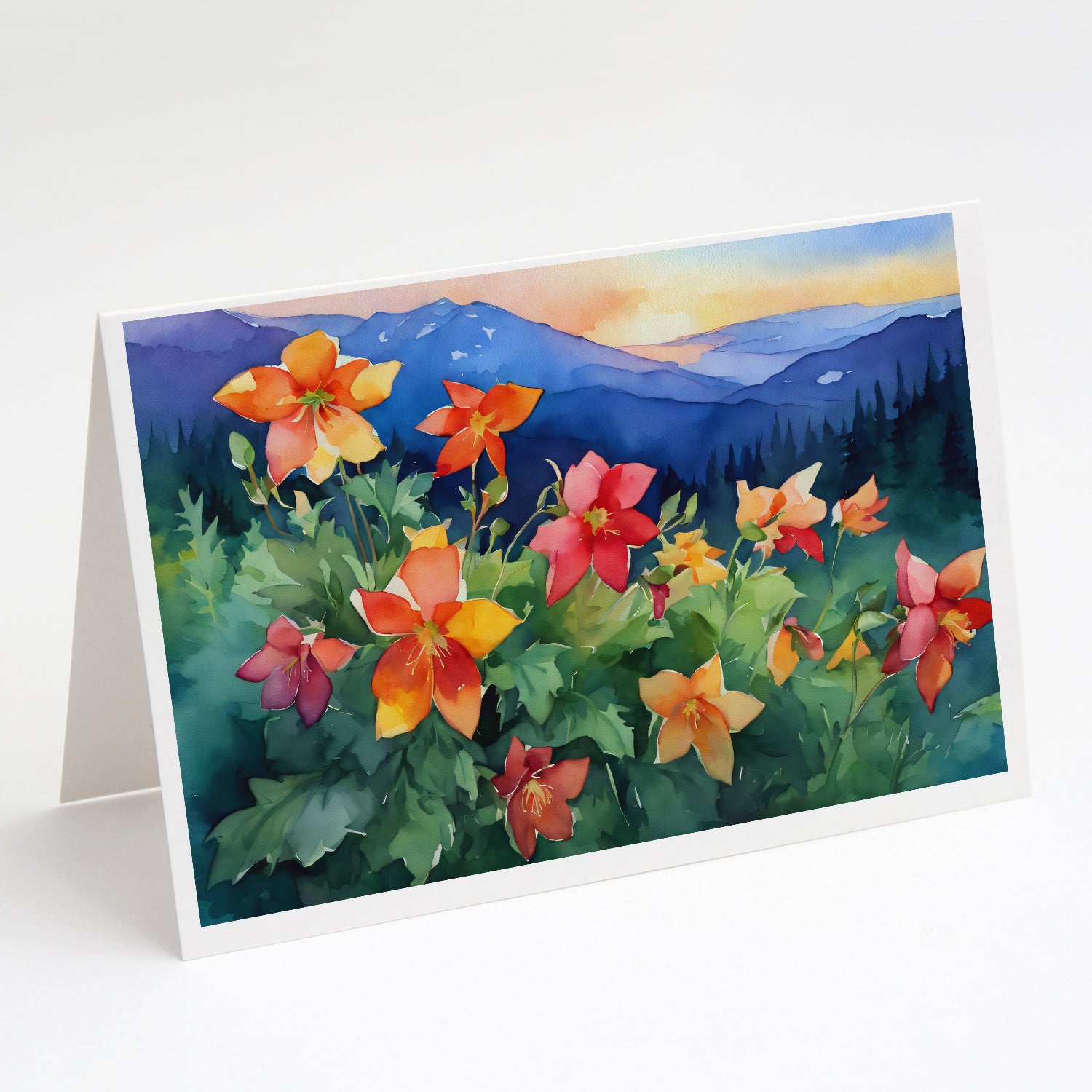 Buy this Colorado Rocky Mountain Columbine in Watercolor Greeting Cards and Envelopes Pack of 8