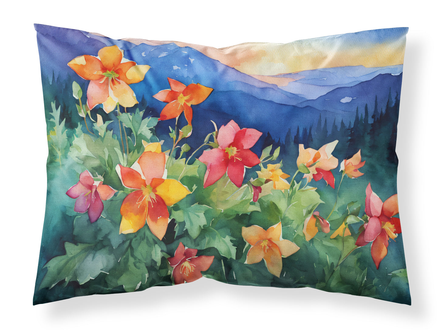 Buy this Colorado Rocky Mountain Columbine in Watercolor Fabric Standard Pillowcase