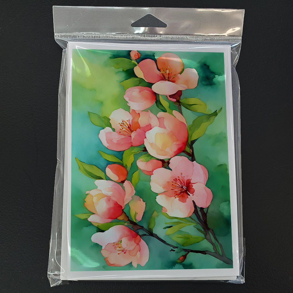 Delaware Peach Blossom in Watercolor Greeting Cards and Envelopes Pack of 8