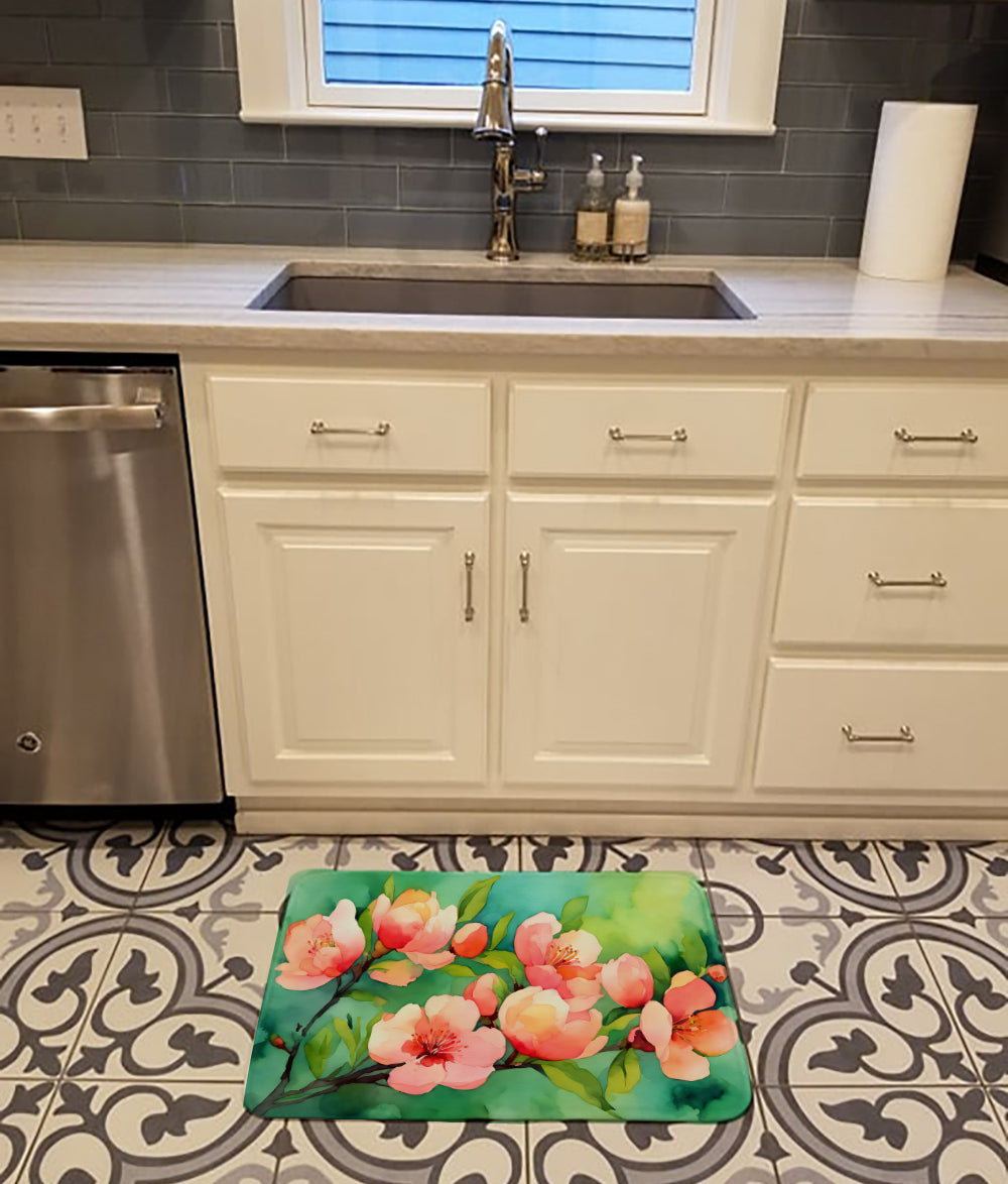 Delaware Peach Blossom in Watercolor Memory Foam Kitchen Mat