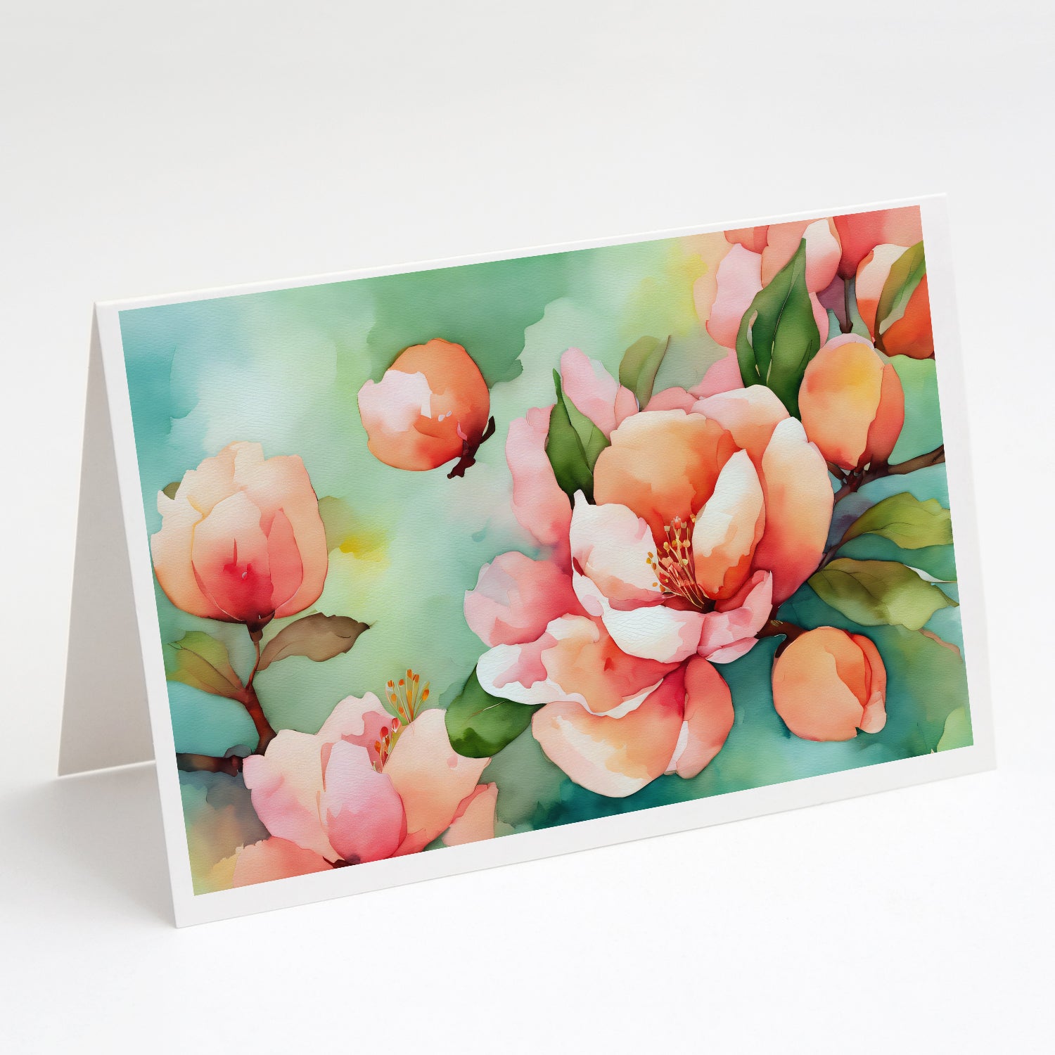 Buy this Delaware Peach Blossom in Watercolor Greeting Cards and Envelopes Pack of 8