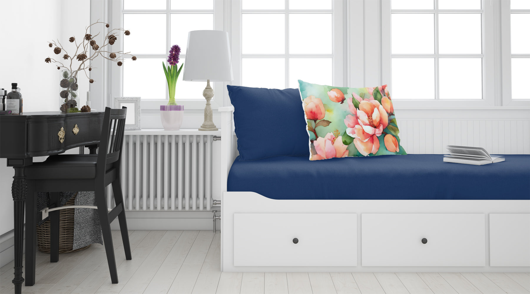 Delaware Peach Blossom in Watercolor Fabric Standard Pillowcase