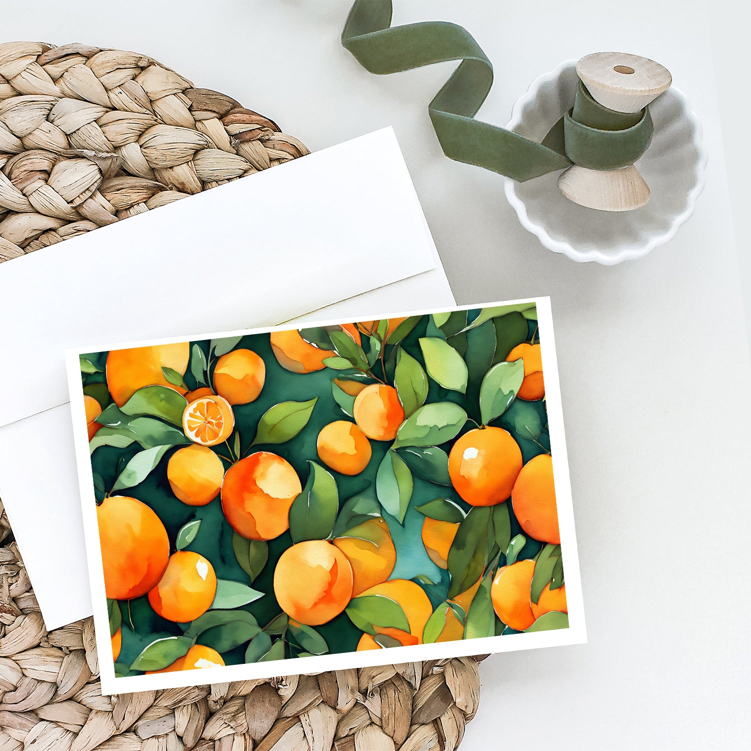 Florida Orange Blossom in Watercolor Greeting Cards and Envelopes Pack of 8