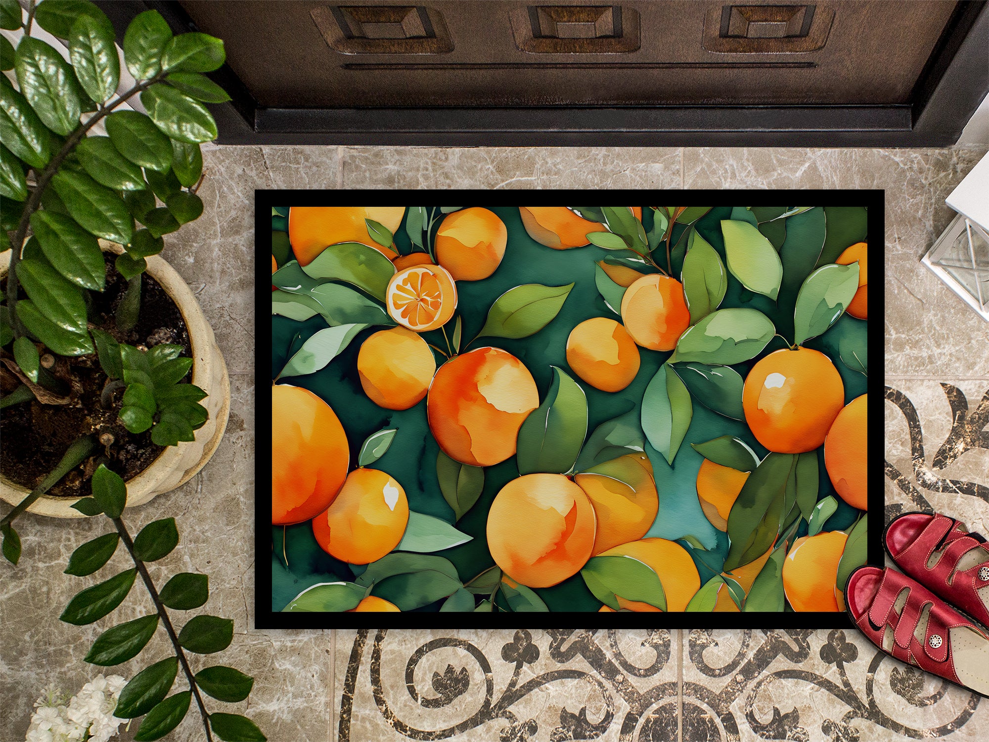 Florida Orange Blossom in Watercolor Doormat 18x27