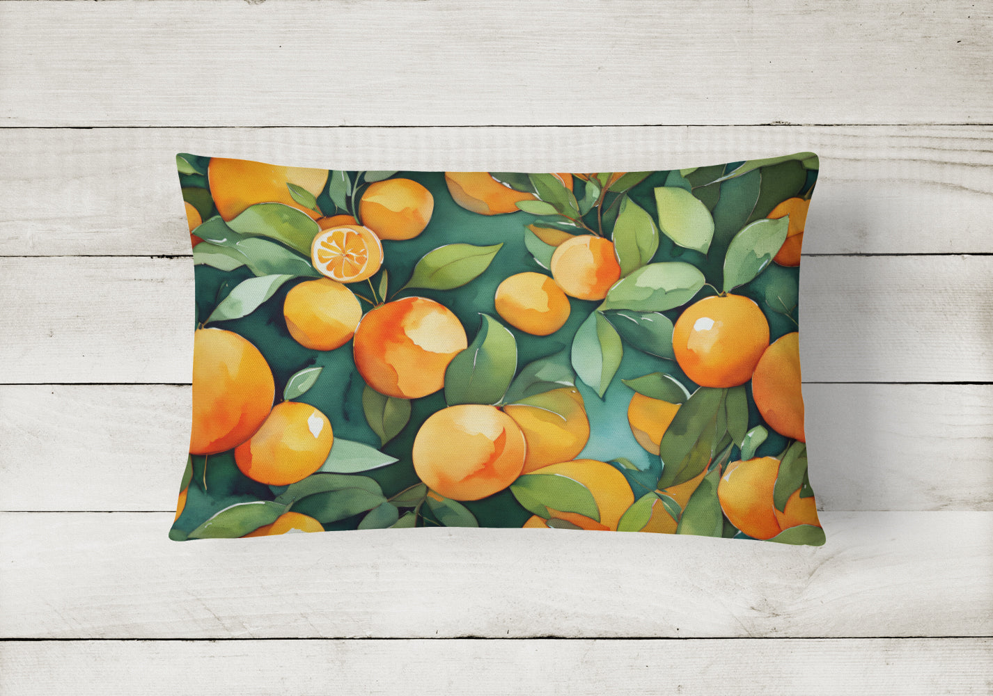 Florida Orange Blossom in Watercolor Fabric Decorative Pillow