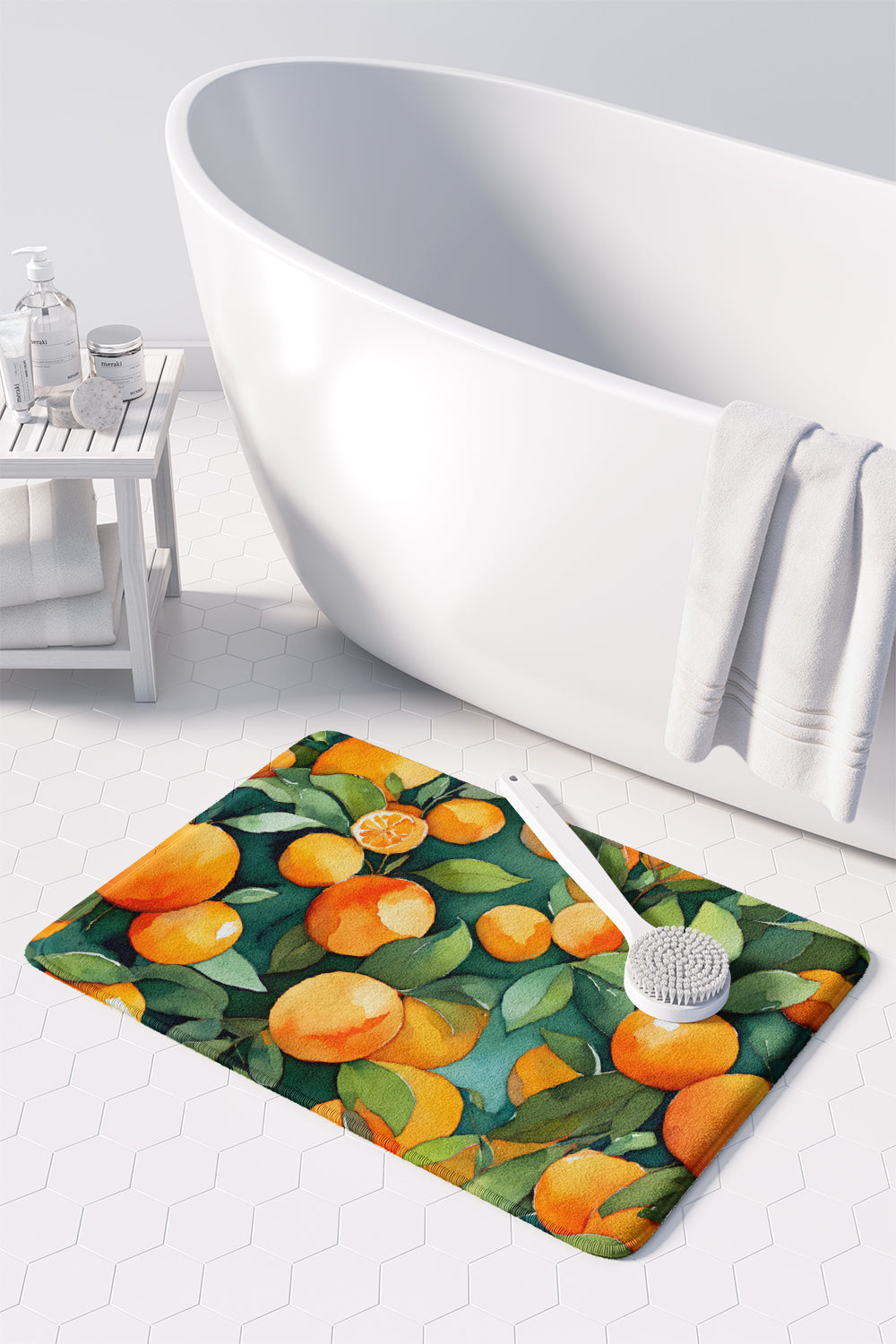 Florida Orange Blossom in Watercolor Memory Foam Kitchen Mat