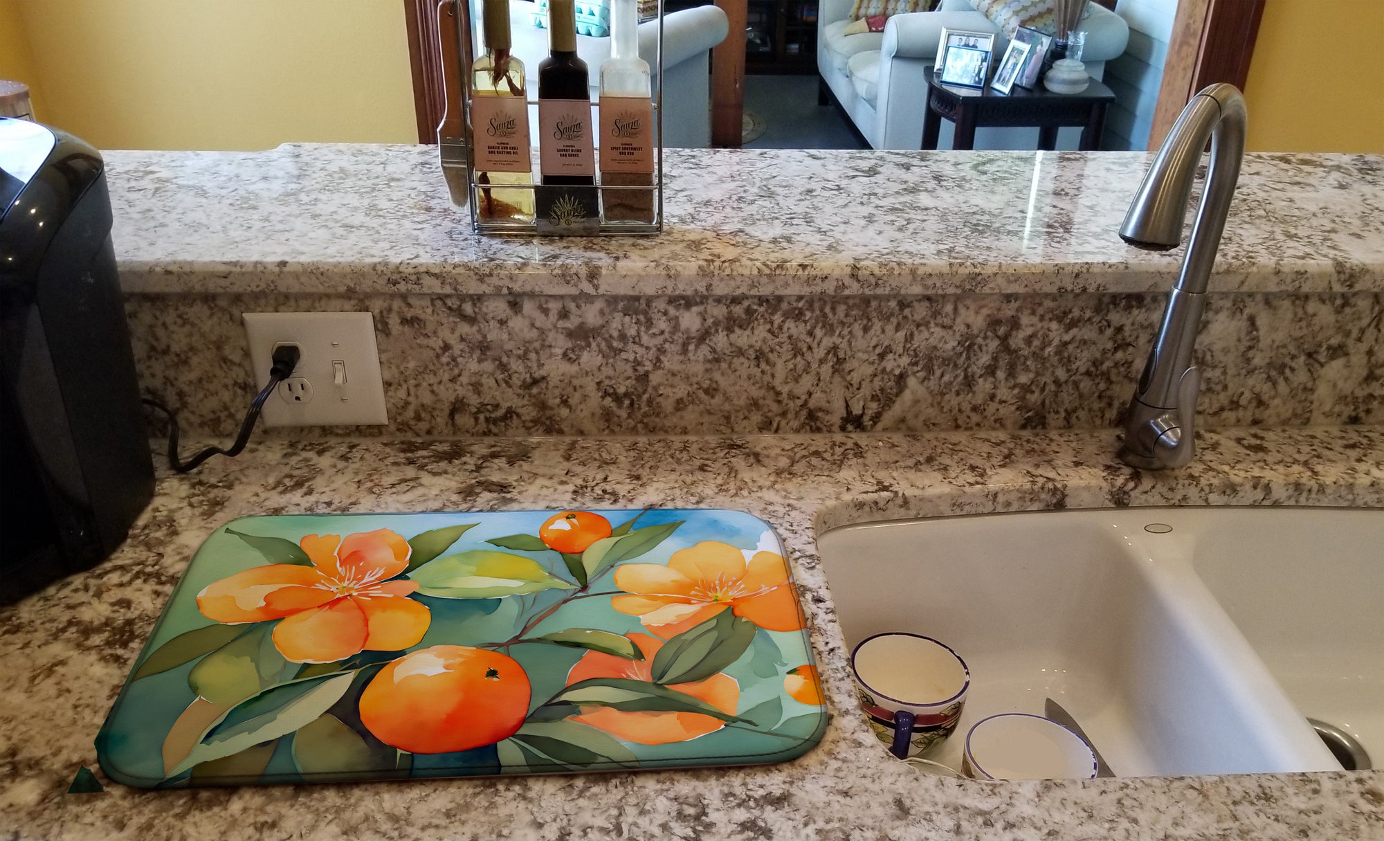 Buy this Florida Orange Blossom in Watercolor Dish Drying Mat