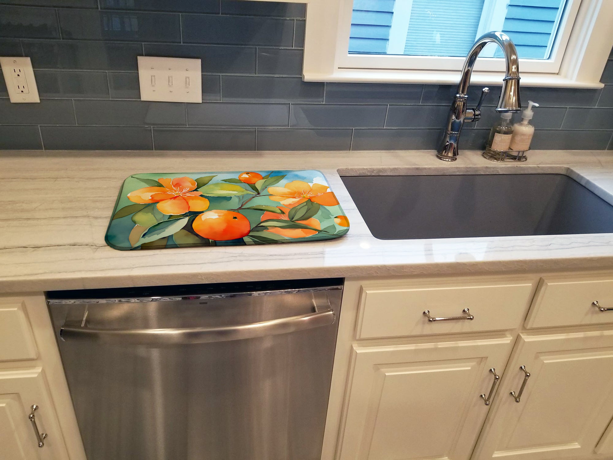 Florida Orange Blossom in Watercolor Dish Drying Mat