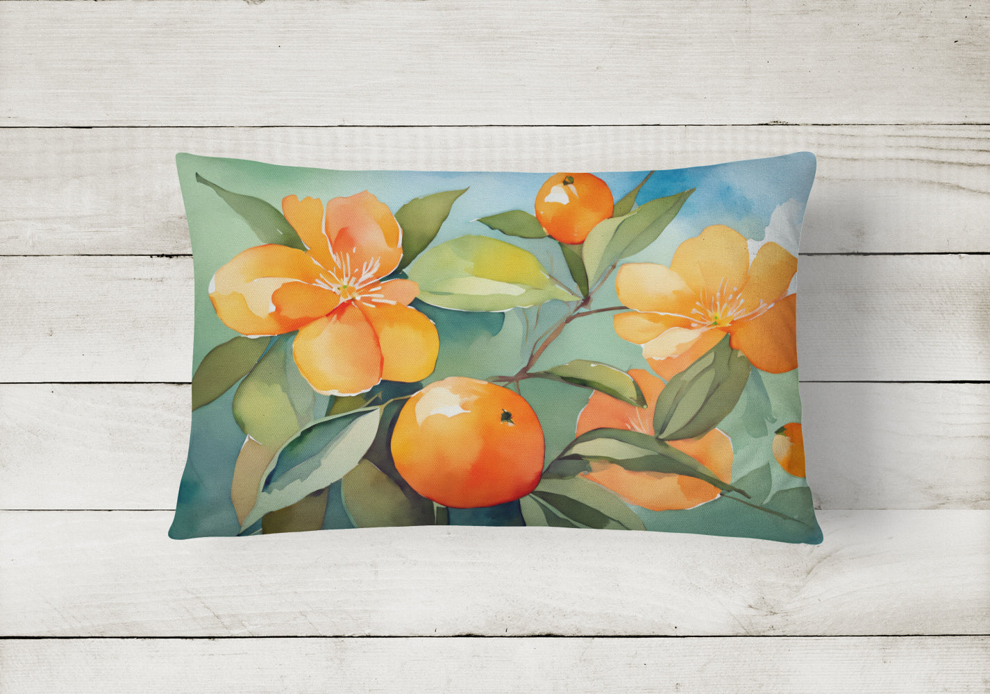 Buy this Florida Orange Blossom in Watercolor Fabric Decorative Pillow