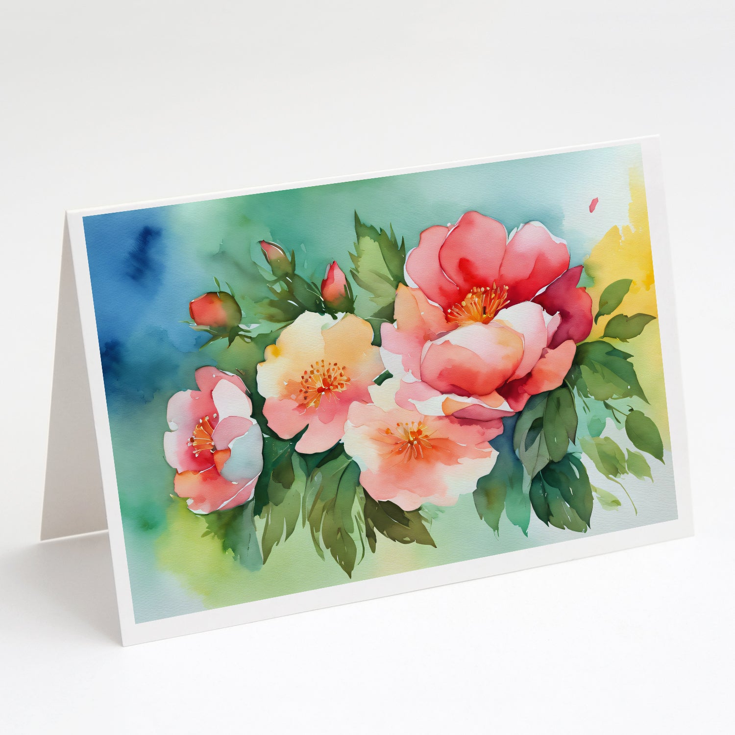 Buy this Georgia Cherokee Rose in Watercolor Greeting Cards and Envelopes Pack of 8
