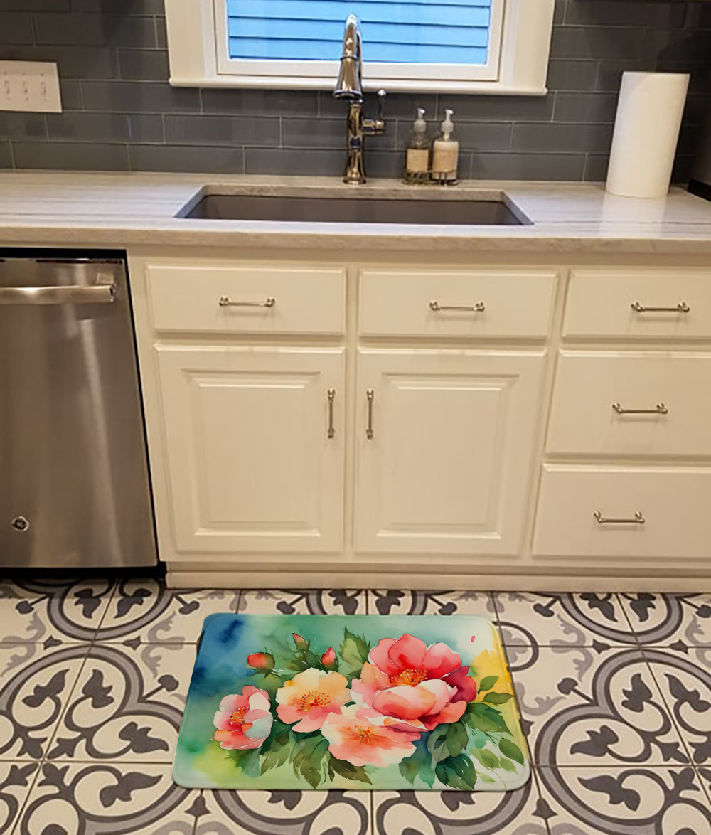 Georgia Cherokee Rose in Watercolor Memory Foam Kitchen Mat