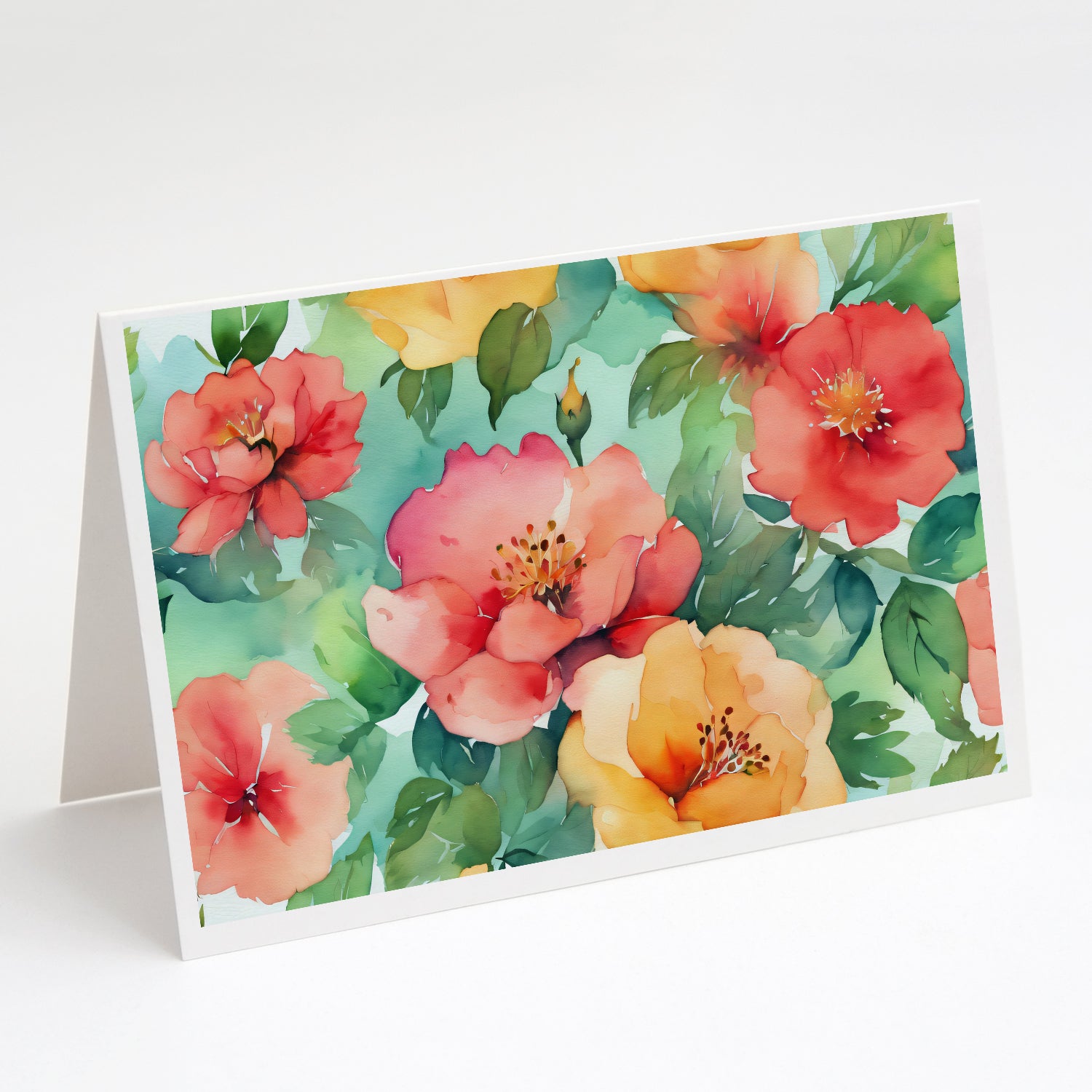 Buy this Georgia Cherokee Rose in Watercolor Greeting Cards and Envelopes Pack of 8