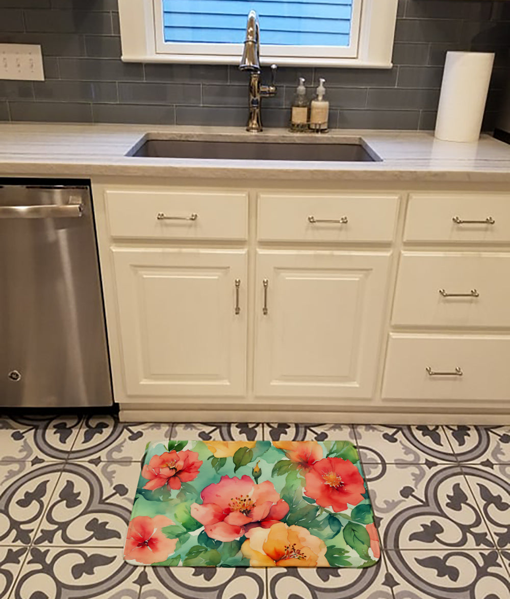 Georgia Cherokee Rose in Watercolor Memory Foam Kitchen Mat