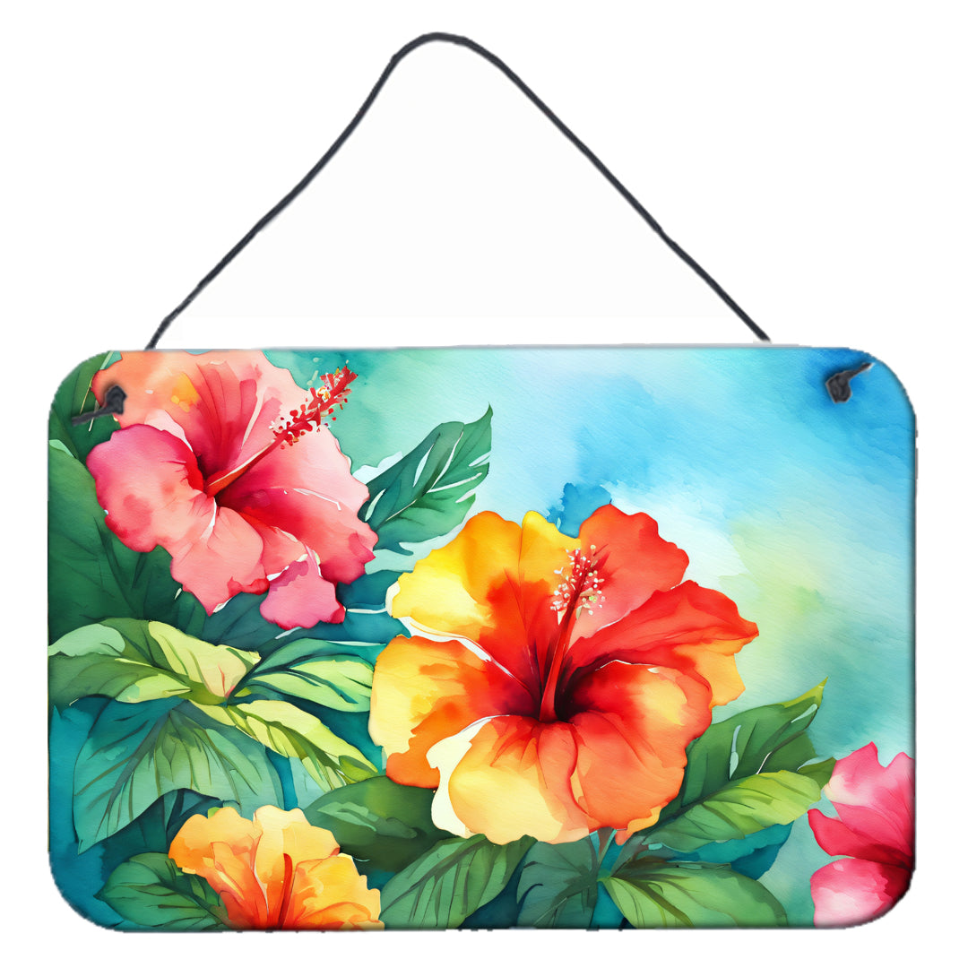 Buy this Hawaii Hawaiian Hibiscus in Watercolor Wall or Door Hanging Prints