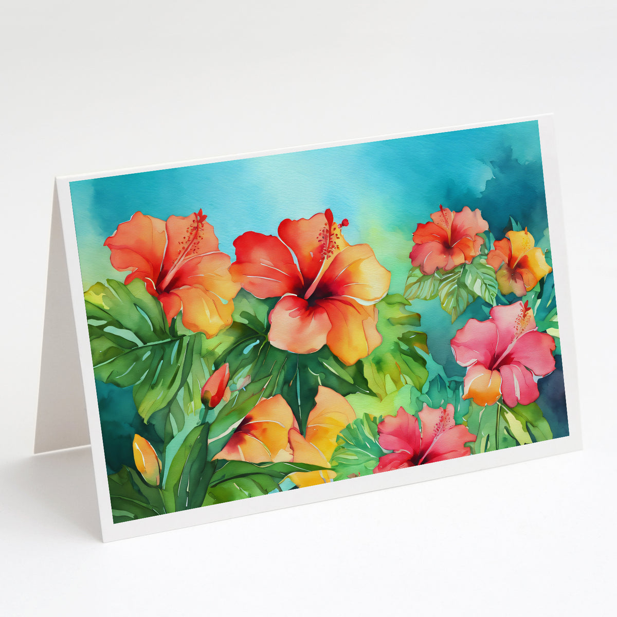 Buy this Hawaii Hawaiian Hibiscus in Watercolor Greeting Cards and Envelopes Pack of 8