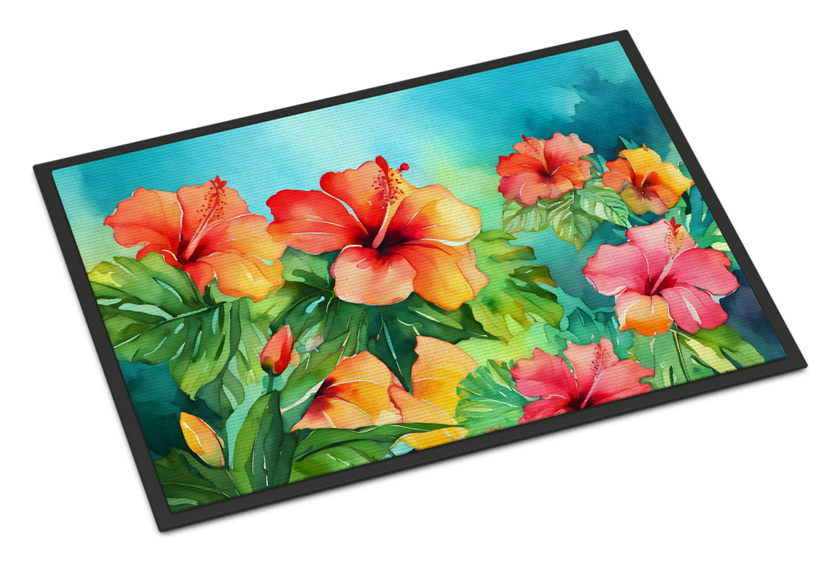 Buy this Hawaii Hawaiian Hibiscus in Watercolor Doormat 18x27