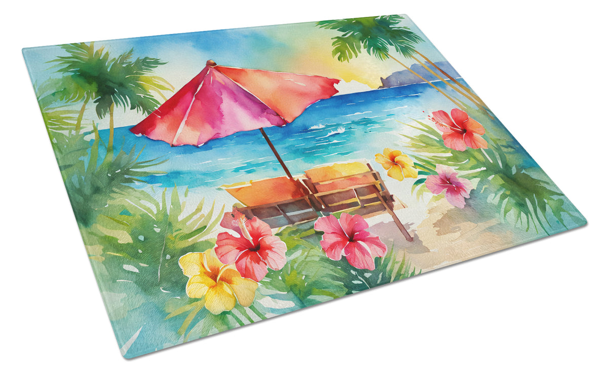 Buy this Hawaii Hawaiian Hibiscus in Watercolor Glass Cutting Board Large