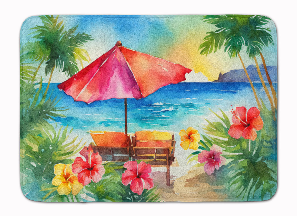 Buy this Hawaii Hawaiian Hibiscus in Watercolor Memory Foam Kitchen Mat