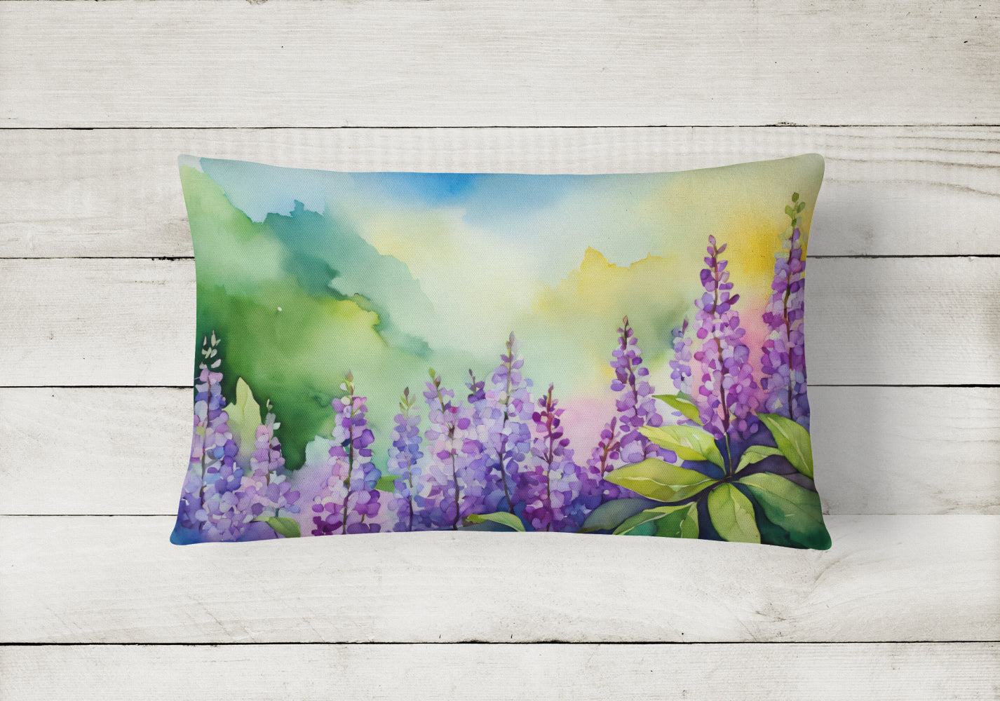 Idaho Syringa in Watercolor Fabric Decorative Pillow