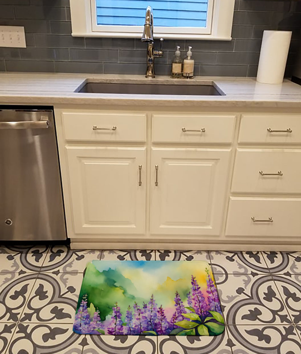 Idaho Syringa in Watercolor Memory Foam Kitchen Mat