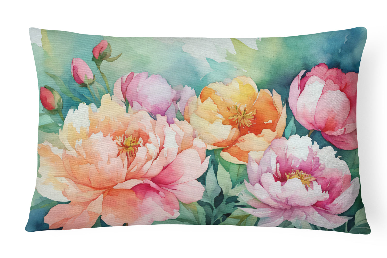 Buy this Indiana Peonies in Watercolor Fabric Decorative Pillow