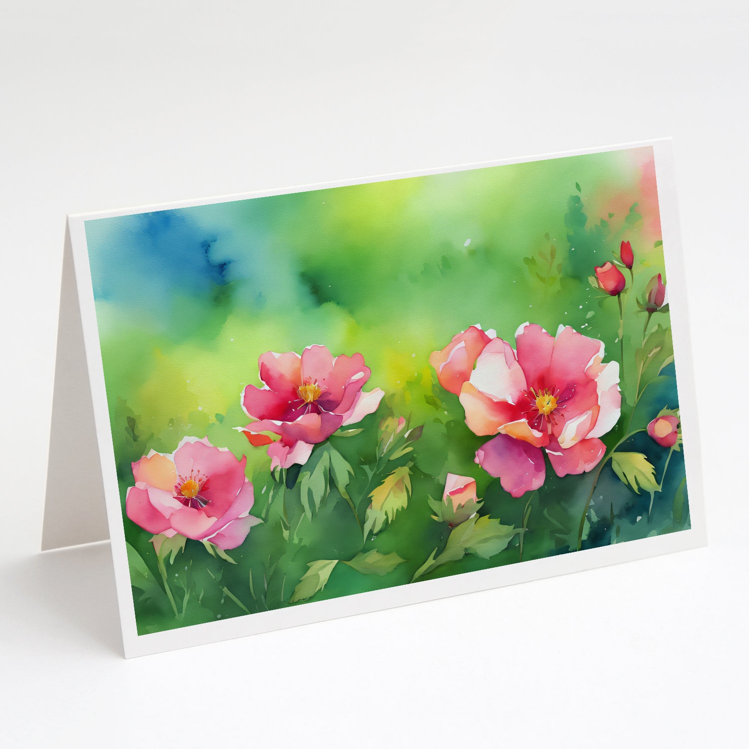 Buy this Iowa Wild Prairie Roses in Watercolor Greeting Cards and Envelopes Pack of 8