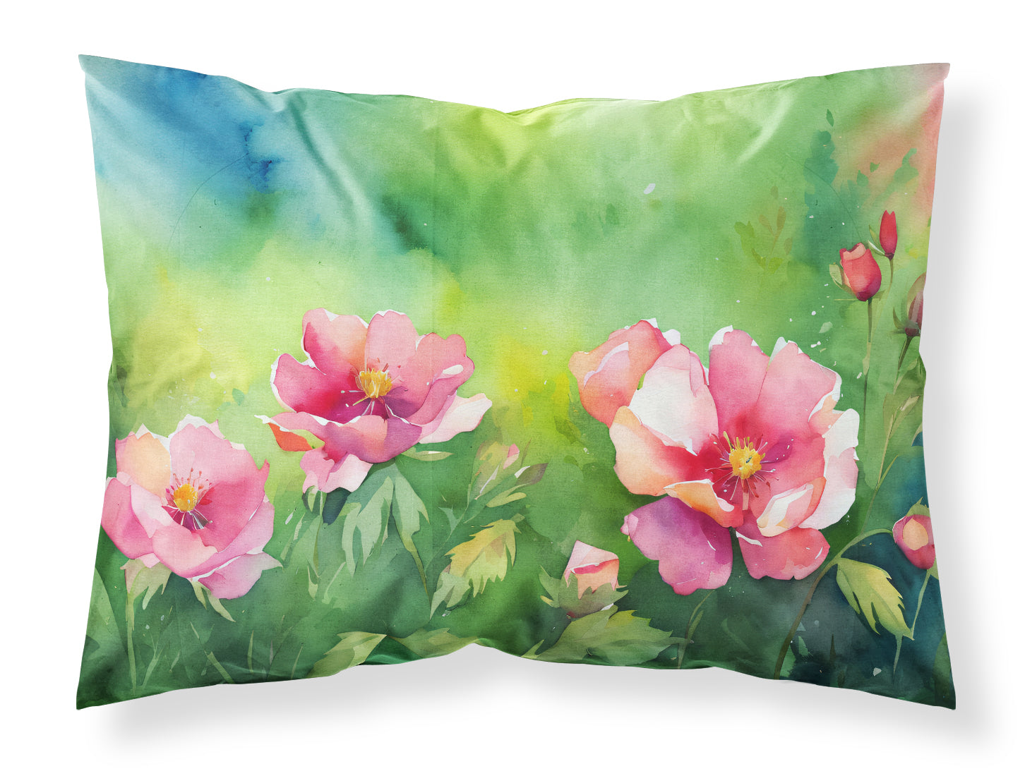 Buy this Iowa Wild Prairie Roses in Watercolor Fabric Standard Pillowcase