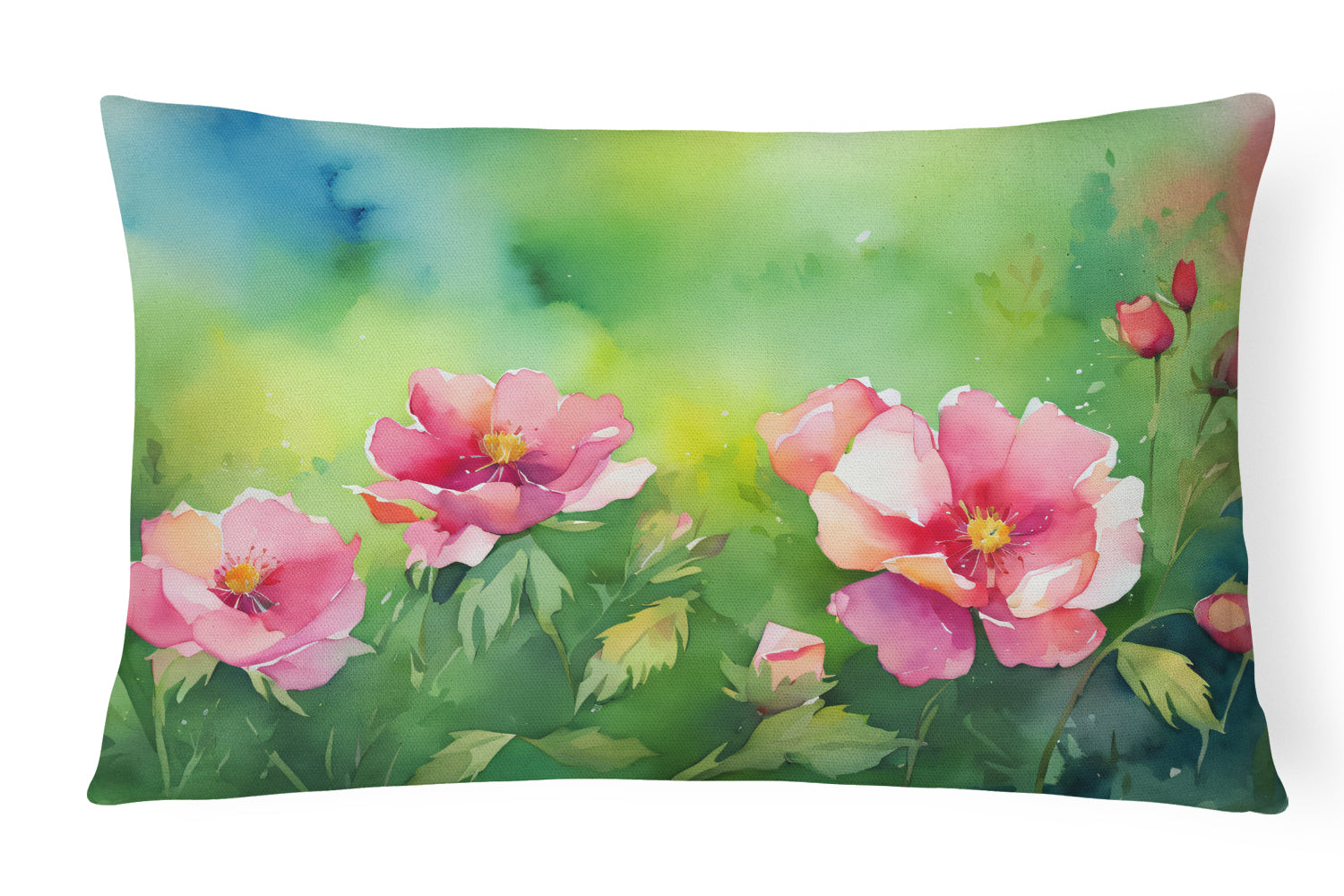 Buy this Iowa Wild Prairie Roses in Watercolor Fabric Decorative Pillow