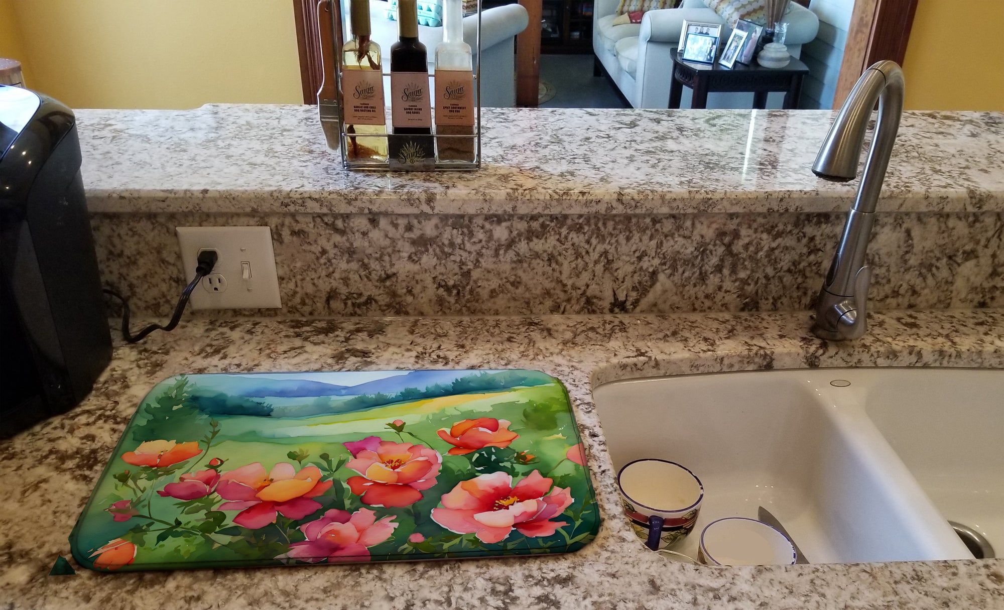 Buy this Iowa Wild Prairie Roses in Watercolor Dish Drying Mat