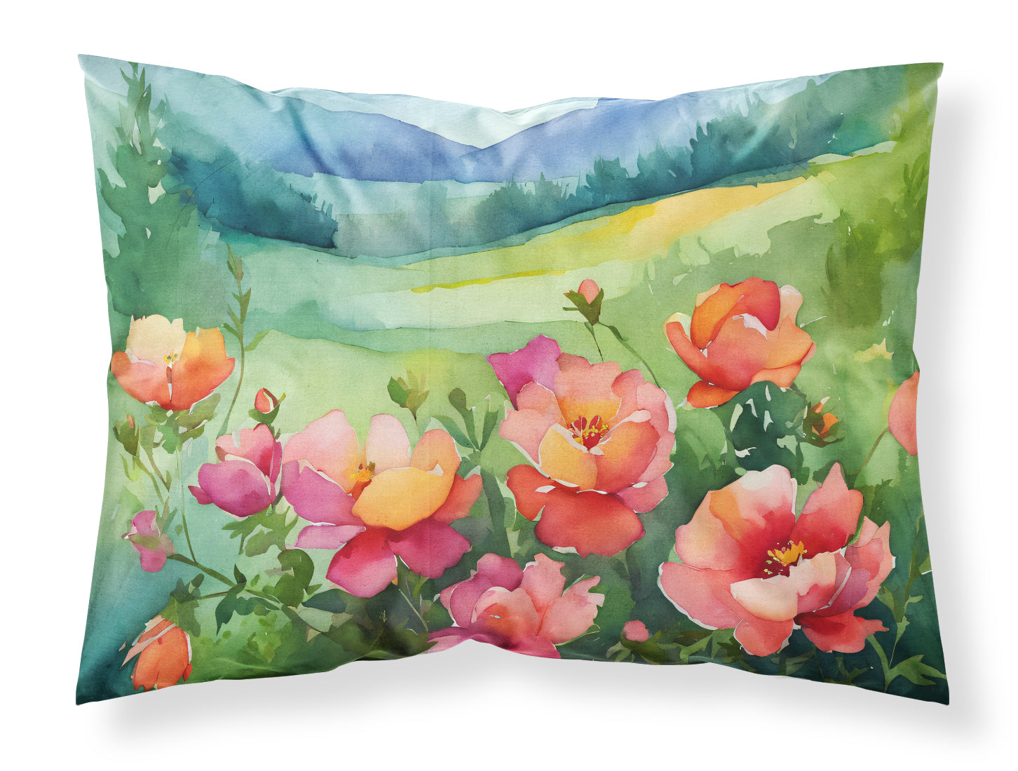 Buy this Iowa Wild Prairie Roses in Watercolor Fabric Standard Pillowcase